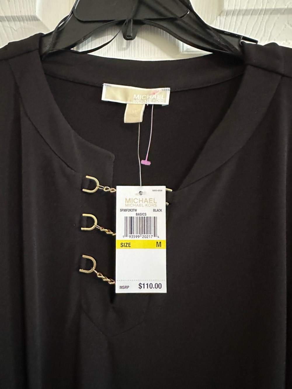 Michael Kors Black Long Sleeve Dress with Gold Hardware, Ties at Waist NWT SZ M - Picture 6 of 8